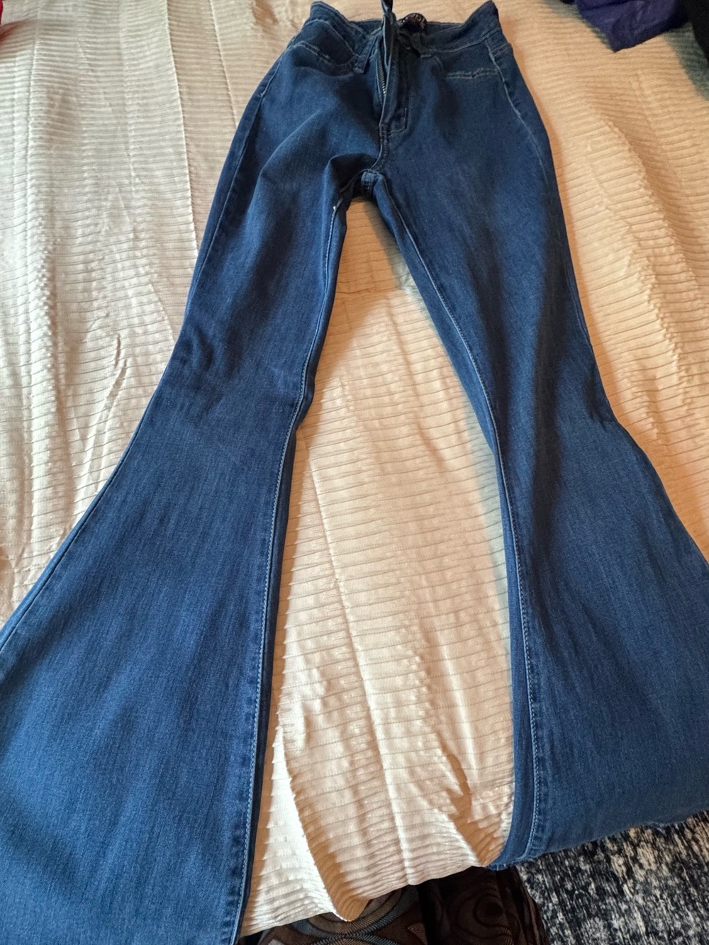 High-Rise Dark Blue Flare Jeans for Women